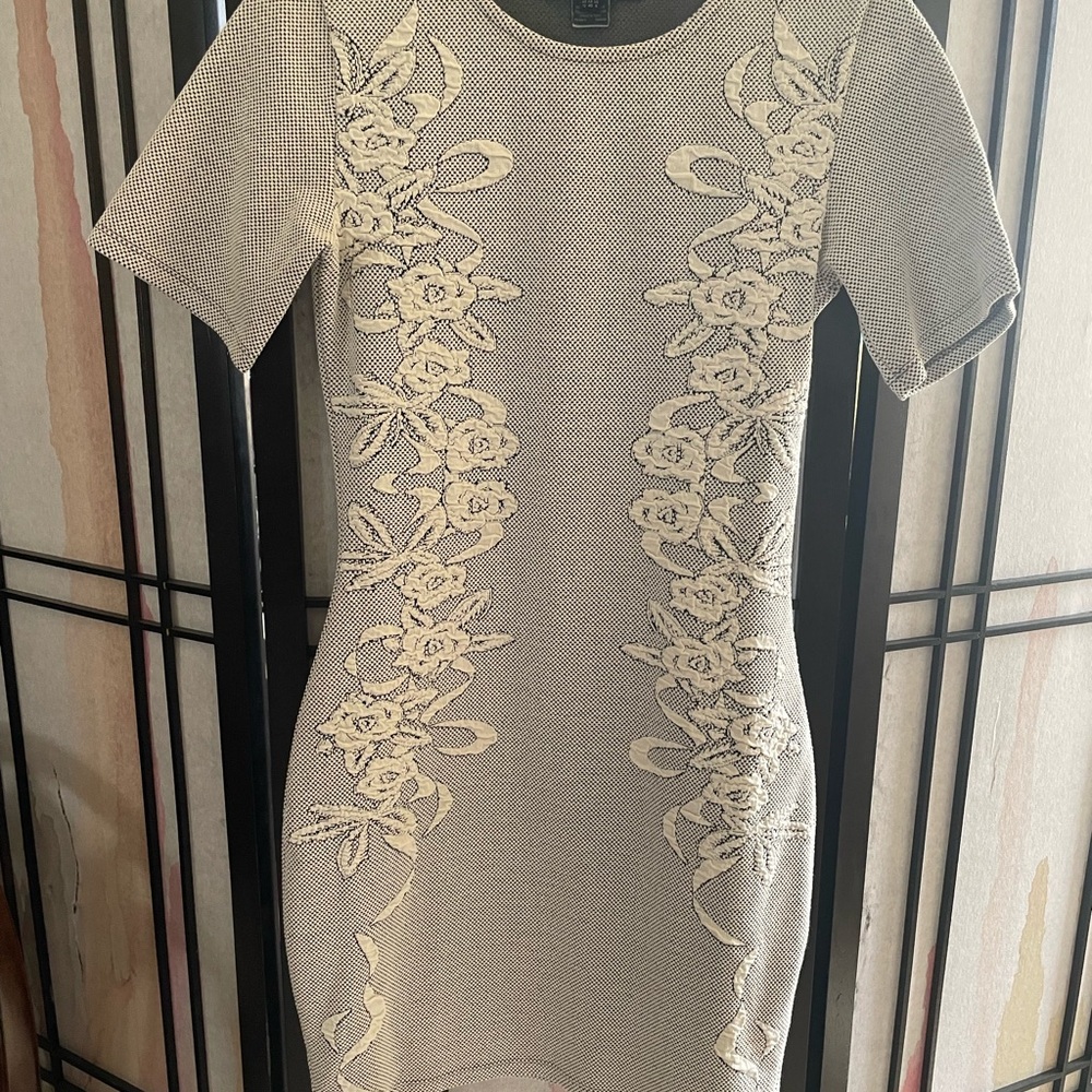 French Connection Cream Floral Mini Dress